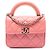 Borsa Chanel Mini Lambskin Paris Le19M Charming Top Handle Flap Satchel Rosa