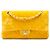 Borsa a tracolla Chanel Medium Classic Velvet Double Flap Gialla Giallo