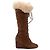 Botas altas de shearling con cuña marrón Miu Miu Talla 37.5 Castaño