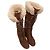 Botas altas de shearling con cuña marrón Miu Miu Talla 37.5 Castaño - vista 2