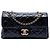 Borsa a tracolla Chanel CC trapuntata in vitello invecchiato laccato blu