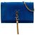 Borsa a tracolla Kate in scamosciato con monogramma blu medio Saint Laurent