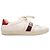 Gucci Low-Top Leder-Sneaker mit Schriftzug White & Multicolor Größe 37 Weiß