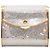 Mini clutch Judith Leiber argento e oro con decorazioni in cristallo