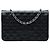 Wallet On Chain Portafoglio con catena e tracolla in agnello con logo CC in rilievo nero Chanel