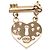 Spilla Chanel CC placcata in oro con cuore in strass e lucchetto e chiave D'oro
