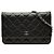 Wallet On Chain Portafoglio con catena Chanel CC in agnello trapuntato nero a tracolla