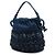 Borsa a secchiello in denim intrecciato e rafia CC blu Chanel - vista 2