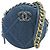 Clutch rotonda 19 in denim blu Chanel con tracolla a catena