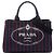 Tote Borsa satchel in tela canapa nera con logo a strisce Prada Small Nero