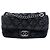 Borsa a tracolla Chanel Medium CC in raso trapuntato nero con patta singola