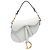 Borsa Saddle in pelle di vitello granulata bianca Dior Mini Bianco
