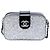 Borsa a tracolla Chanel Silver Glitter Patent Evening On The Moon Camera Case Argento