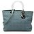 Lady Dior Satchel aus blauem Denim, Cannage, Acrylgriffe, Größe Large