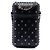 Bolsa transversal Chanel CC em pele de cordeiro acolchoada e com tachas preta com corrente para telemóvel Preto