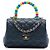 Chanel Extra Mini gesteppte Lammhaut Tasche Blau Rainbow Coco Top Handle Satchel
