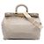 Borsa satchel Prada Vitello Daino Canapa Logo Frame grigia Grigio