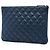 Clutch Chanel Medium in agnello trapuntato blu con doppia cucitura O Case - vista 2