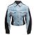 Thierry Mugler Jeansjacke aus Bio-Baumwolle mit Color-Blocking in Hellblau und Schwarz Größe FR 38