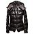 Chaqueta acolchada con capucha de cuero negro Tom Ford Talla IT 40