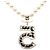 Collana con pendente Chanel CC in ottone dorato No 5 con strass e perle finte D'oro - vista 3