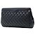Clutch Chanel Large CC trapuntata in caviar nero con frame - vista 2
