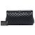 Clutch Chanel Large CC trapuntata in caviar nero con frame - vista 7