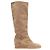 Tan Chanel Suede Knee-High Wedge Boots Size 38.5 Camel