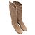 Tan Chanel Suede Knee-High Wedge Boots Size 38.5 Camel - view 2
