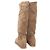 Tan Chanel Suede Knee-High Wedge Boots Size 38.5 Camel - view 4