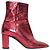 Red Saint Laurent Metallic Leather Pointed-Toe Ankle Boots Size 36