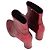 Red Saint Laurent Metallic Leather Pointed-Toe Ankle Boots Size 36 - view 3