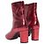 Red Saint Laurent Metallic Leather Pointed-Toe Ankle Boots Size 36 - view 4