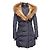 Abrigo puffer con capucha y ribete de pelo Mackage azul marino y marrón Talla US M