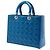 Borsa Lady Dior Large in vernice cannage blu - vista 2
