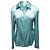 Designers Remix Blusa de seda de manga larga con botones Aqua Chanel Talla FR 40 - vista 2