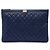 Blauer Chanel Large Quilted Caviar Boy O Case Clutch