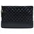 Clutch Chanel Gabrielle O Case in pelle di vitello invecchiata nera Large Nero