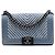 Borsa a tracolla Chanel Old Medium Chevron Denim Boy Flap Blu