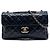 Borsa a tracolla Chanel CC trapuntata in pelle di vitello craquelé blu