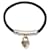 Black Hermès Leather Cadena Heart Charm Bracelet  - view 1