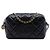 Camera Bolsa tiracolo Chanel CC em pele de cordeiro acolchoada preta com padrão de diamante