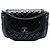Borsa a tracolla Chanel Twist Crescent in vernice trapuntata e agnello nero