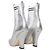 Silver & Multicolor Fendi Leather Heeled Sock Boots Size 37.5 Silvery - view 4