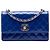 Borsa a tracolla Chanel CC Quilted Patent Single Flap blu