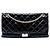 Borsa a tracolla Chanel Reissue 2.55 Double Flap 227 in vernice trapuntata nera Nero