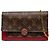 Portafoglio con catena e tracolla Louis Vuitton Monogram Flore marrone