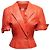 Orangefarbenes Loewe Leder-Set mit Kurzarmblazer und Rock Größe EU 42