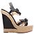 Espadrilles con zeppa in pelle Christian Louboutin nero e tan Taglia 39