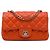 Borsa a tracolla Chanel Mini Rectangular Classic in agnello arancione con patta singola